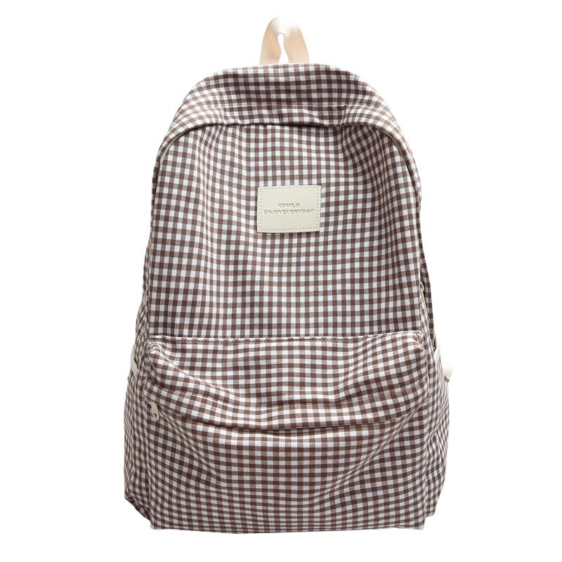 Plaid Backpack Campus Student Schoolbag Nylon Large Capacity Backpack