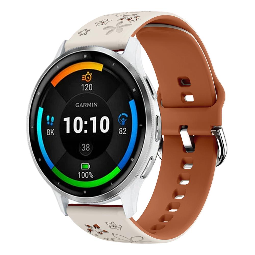 Bracelet en Silicone 22mm pour Garmin Venu 4 3 2 45mm Forerunner 255 265 46mm 570 47mm Bracelet Universel Gravé Fleur pour Garmin Venu 4