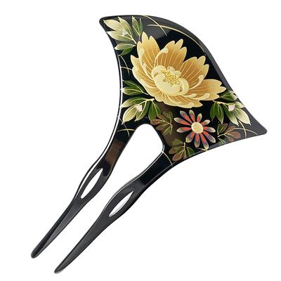 Watmosphere Kanzashi Kimono Haarschmuck, hergestellt für formelle Anlässe und den Einzug, Modell 20w510X01Y01, Haarnadel, Maki-e Accessoire, Japan, zweiteiliges Set, zum Tragen, Tomesode