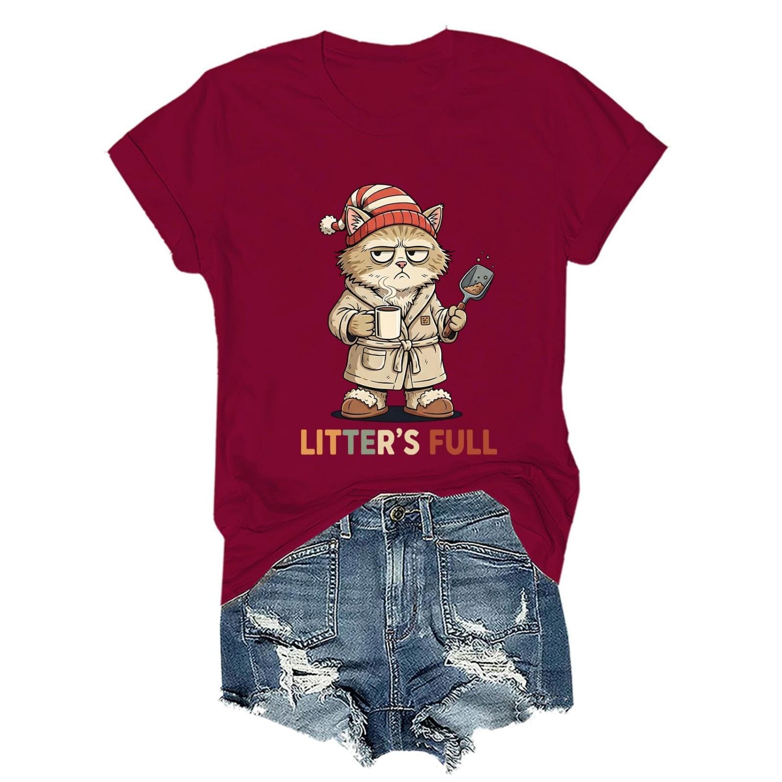 

Женская и мужская унисекс модная футболка с принтом, круглым вырезом и коротким рукавом, пуловер XL винный