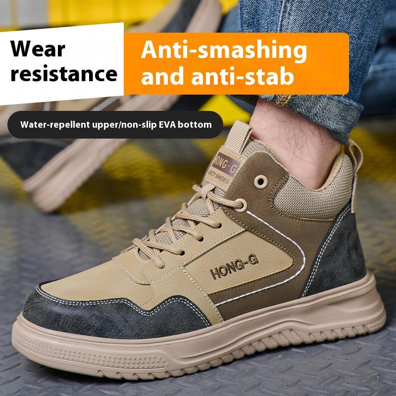 Adjustable Safety Toe Boots for Men Cushioned Work Sneakers Slip on Steel Toe Shoes Water Resistant Anti-Puncture Safety Shoes