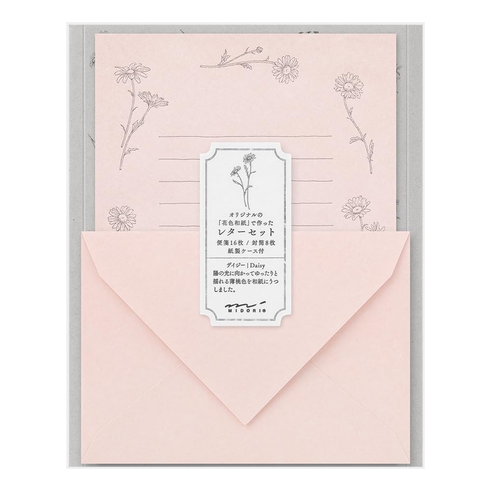 Набор Midori Letter Floral Washi с бумагой 86929006, Бумага, Пенал, Розовый,