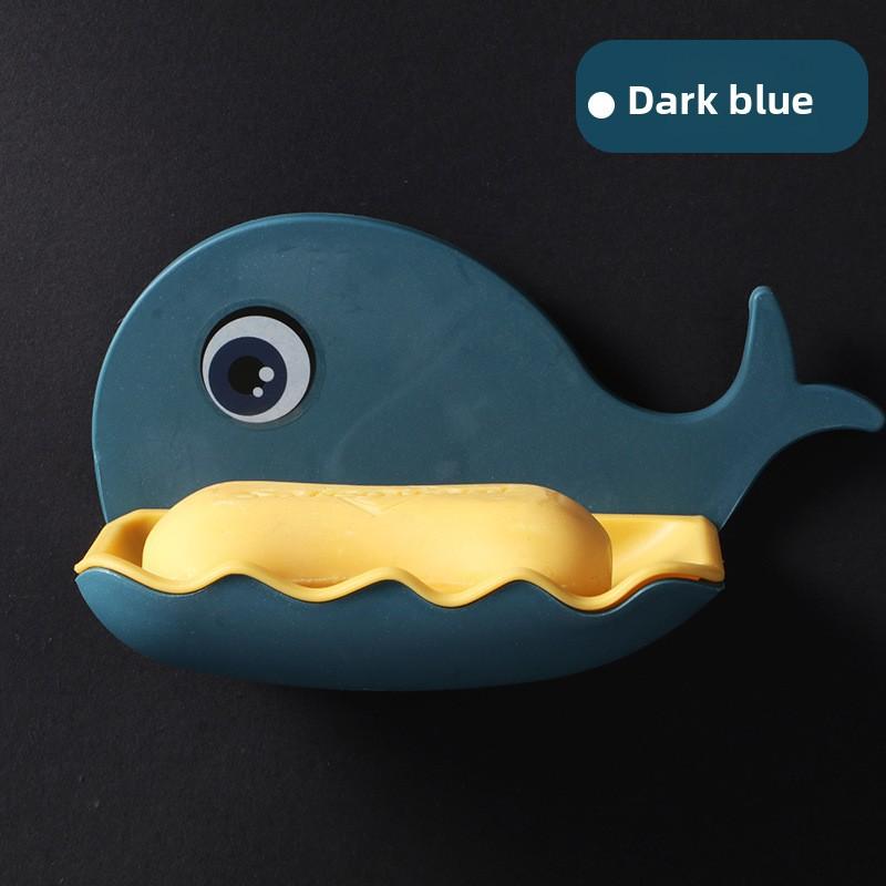 

Soap Box Without Perforation, Household Soap Storage Rack, Draining Little Whale, Cute Cartoon Wall-mounted Bathroom Storage Box темно-синий