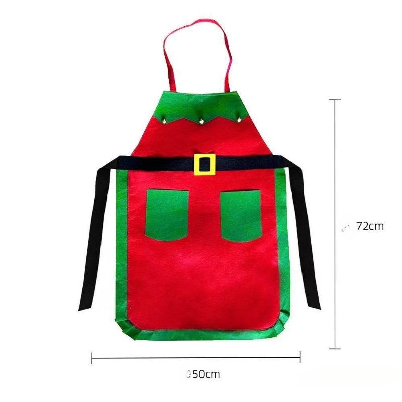 3pcs/set Christmas Kitchen Apron with Hat Fabric Holiday Cooking Aprons for Women Men Christmas Decorations Home Family Party