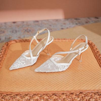 - Baotou Sandals Women's Summer High Heels Women's French Premium Lace Mesh Sexy