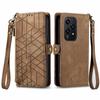 For Honor 200 Lite Phone Case Geometry Imprint Leather Zipper Wallet Stand Cover
