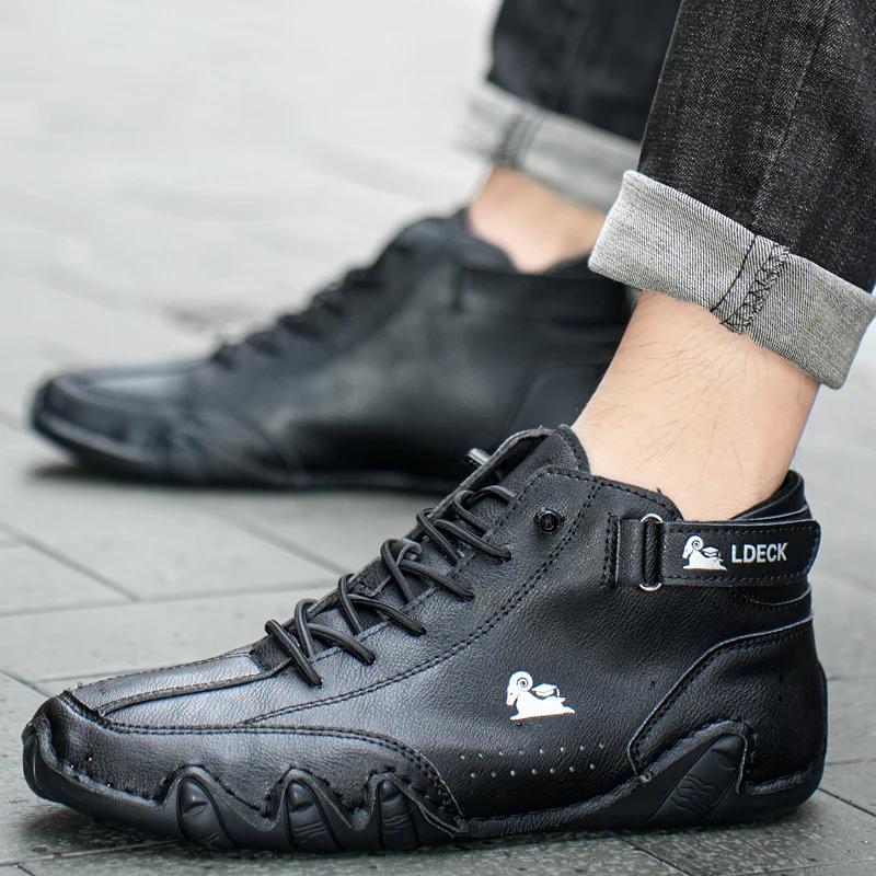 New in Casual Shoes Men Sneakers 2024 Male High Top Sneakers Winter Warm Designer Fashion Loafers Lace Up Shoes Men Ankle Boots
