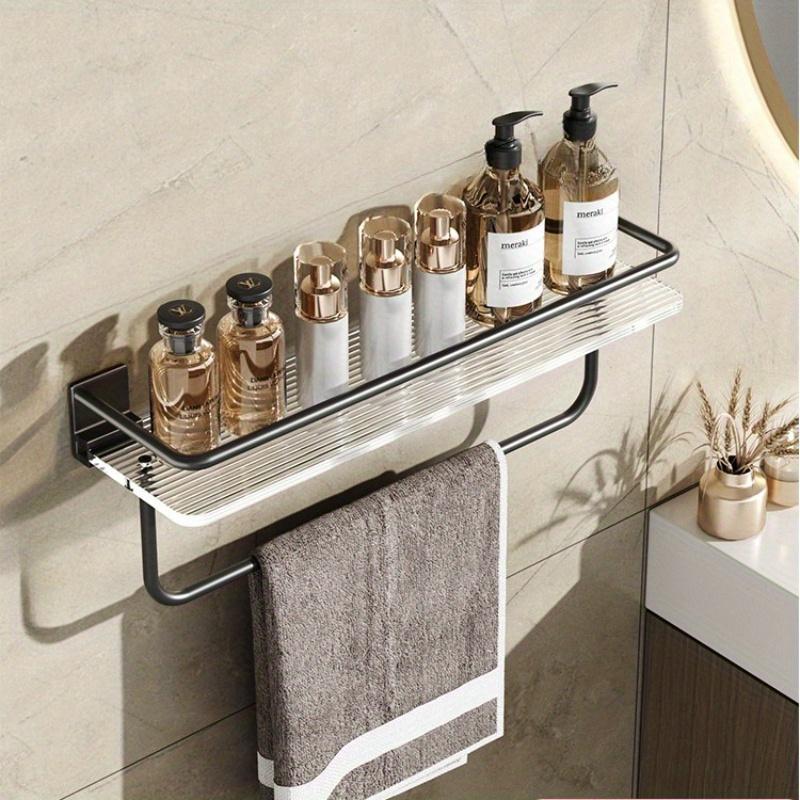 1pc Acrylic Bathroom Shelf, Simple No-punch Bathroom Storage Rack, Cosmetic Sink Hanging Towel Storage Rack, Bathroom Tray