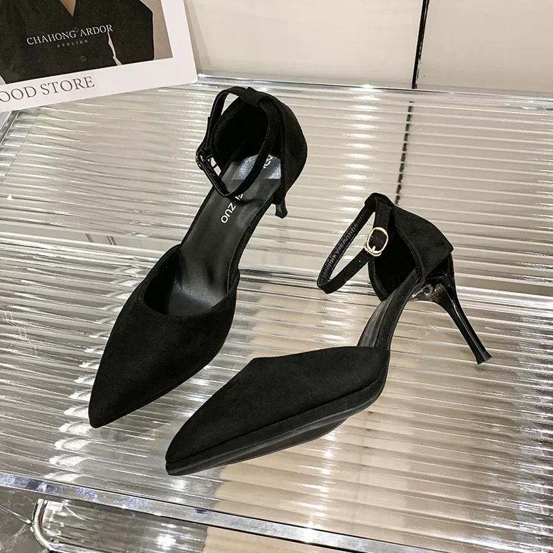 High Heels 2025 New Pointed Buckle Fashion Stiletto Sandals Outdoor Formal High Heels Women's Plus Size Banquet Party