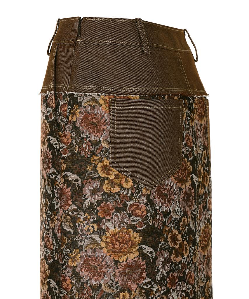 Yusentig Jacquard Long Skirt Brown Oe3As60093