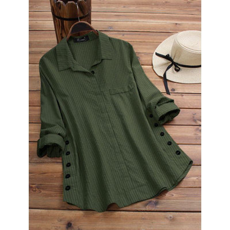 

Solid Color Button up Long Sleeve Shirt Solid Color Buttons Long Sleeves Shirt Green S