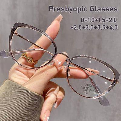 Unisex Cat Eye Alterssichtigkeit Brille Klares Glas Anti Blaulicht Brille Dioptrien 0 bis +4.0 Druckbeständig und Langlebig