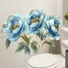 Realistic Gold Blue Flowers Wall Sticker Self-Adhesive Removable Decor for Home Bathroom Living Room Wardrobe