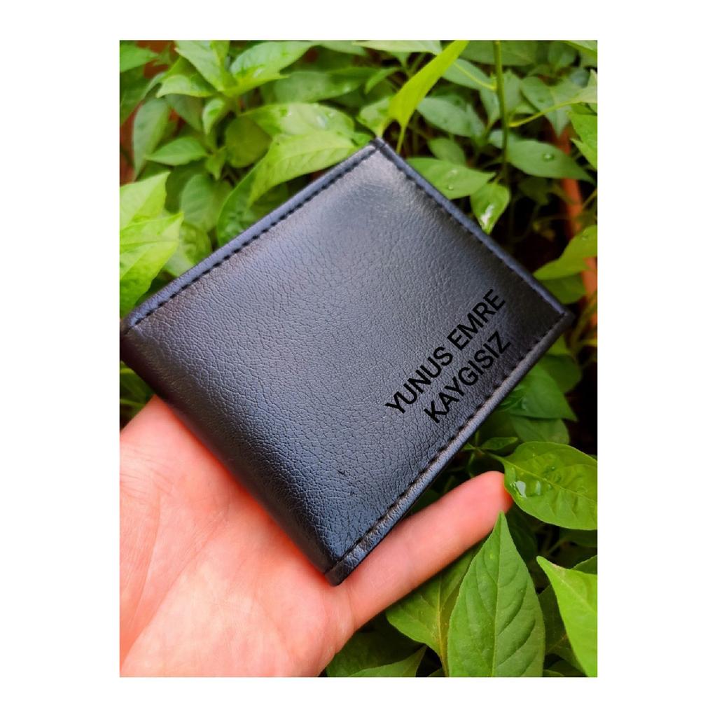 Portefeuille Homme Noir Nom Imprimé Personnalisé