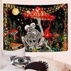 Whimsical Skeletons and Mushrooms Tapestry  Perfect for Eclectic Decor  Vibrant Wall Hanging Adds Charm