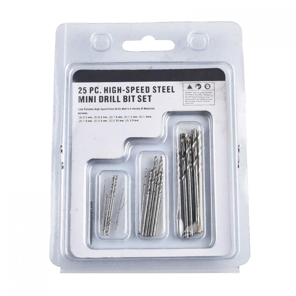 Hammer Drill Bit Pin Vise Shank 25Pcs Bits Mini HSS Drilling Set Steel Pinvise
