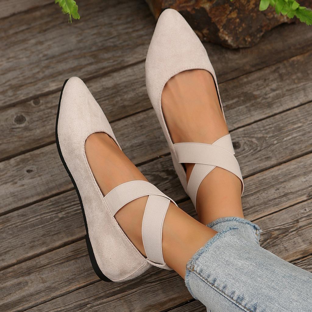 Damskie Buty Baleriny Buty Damskie Sandały Pasek Antypoślizgowy Elastyczny Pasek na Kostkę Urocza Balerina Damskie Eleganckie Płaskie Buty na Obcasie