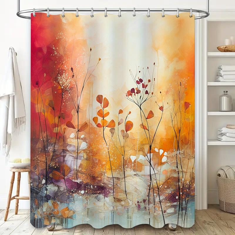 Vibrant Floral Bath Shower Curtain Soft Fabric, Waterproof Design for Bathroom Decorations in Multiple Colors