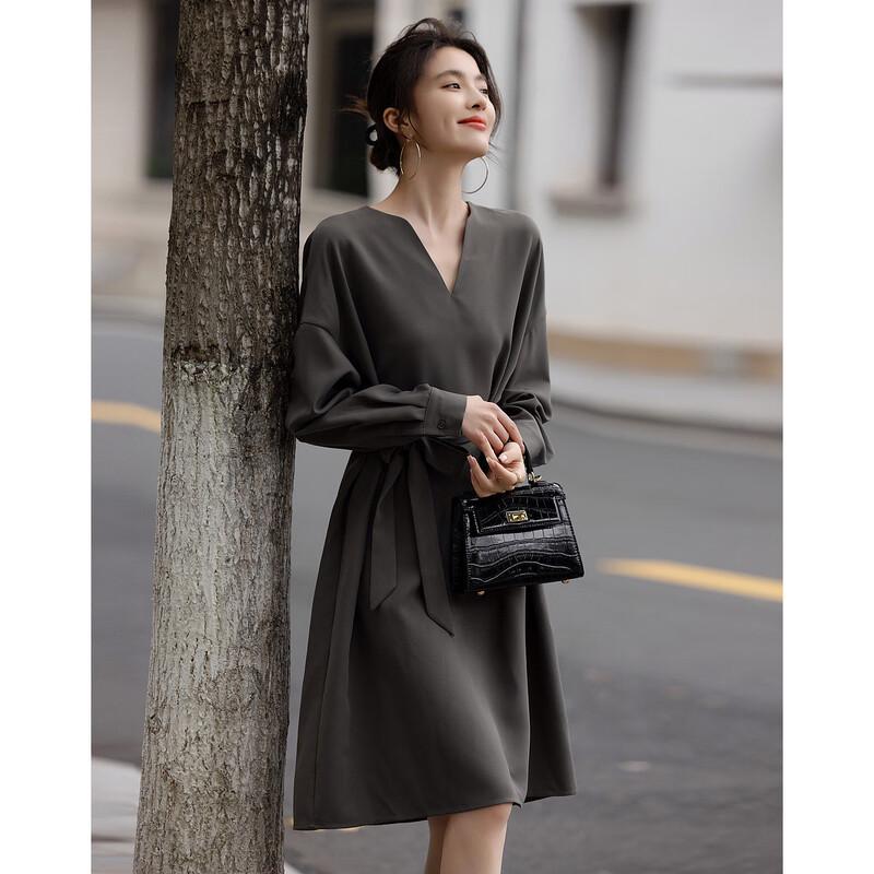 Demana French Minimalist Irregular Collar A-Line Dress