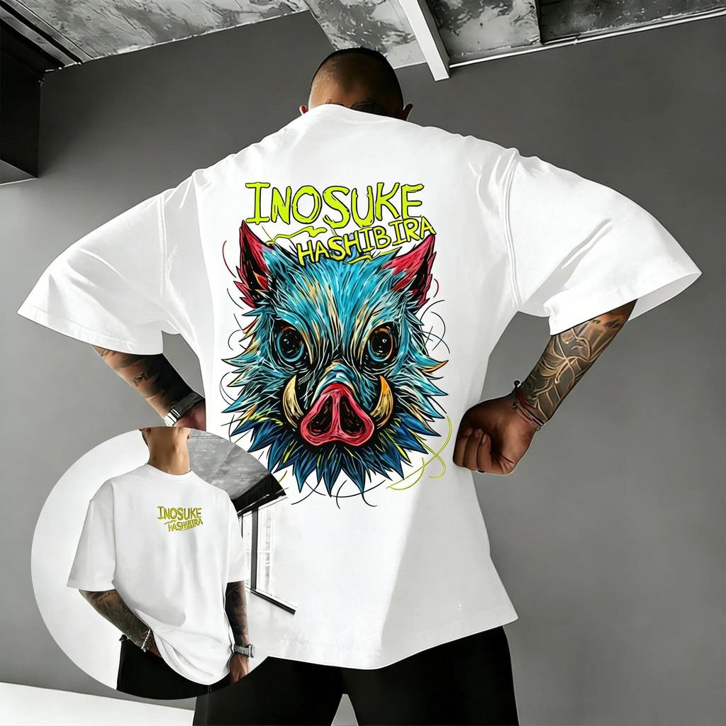 Demon Slayer Inosuke Anime T Shirt Mens 2026 Summer Fashion Short Sleeve Tee Casual Tops Graphic Print Streetwear Y2k Clothes