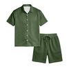 Mens Short Sleeve Button Down Shirt and Shorts Set Casual Two Piece Outfits Lightweight Fabric Summer Matching Suit
