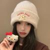 Cute Puppy Embroidered Knitted Wool Hat Women's New Autumn and Winter 2025 Face Small Versatile Big Head Circumference Hat