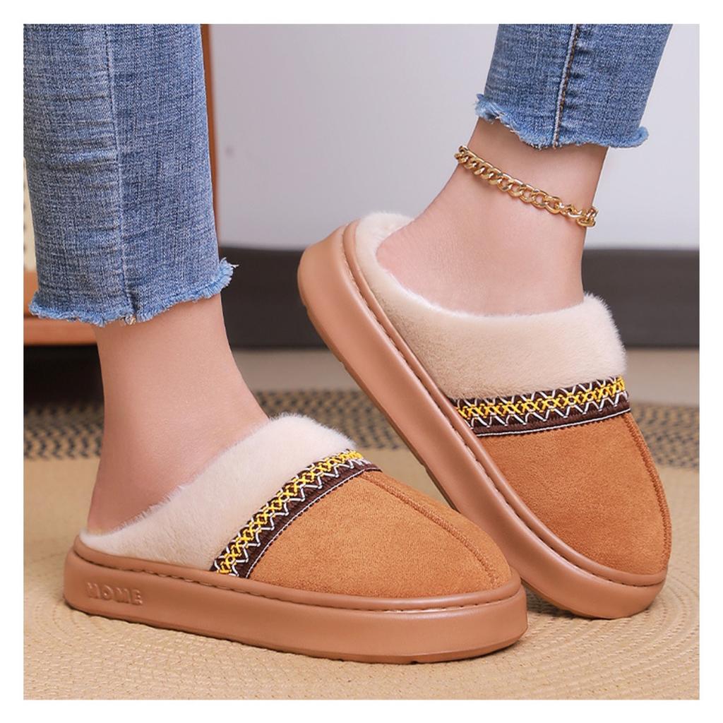Women's Cotton Shoes with Winter Velvet and Thick Cotton Boots, Plus Size Versatile Women's Short Boots, One Foot Cotton Slippers