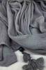 Gray Scarf with Fringes 180X80 - Cotton with Polyester
