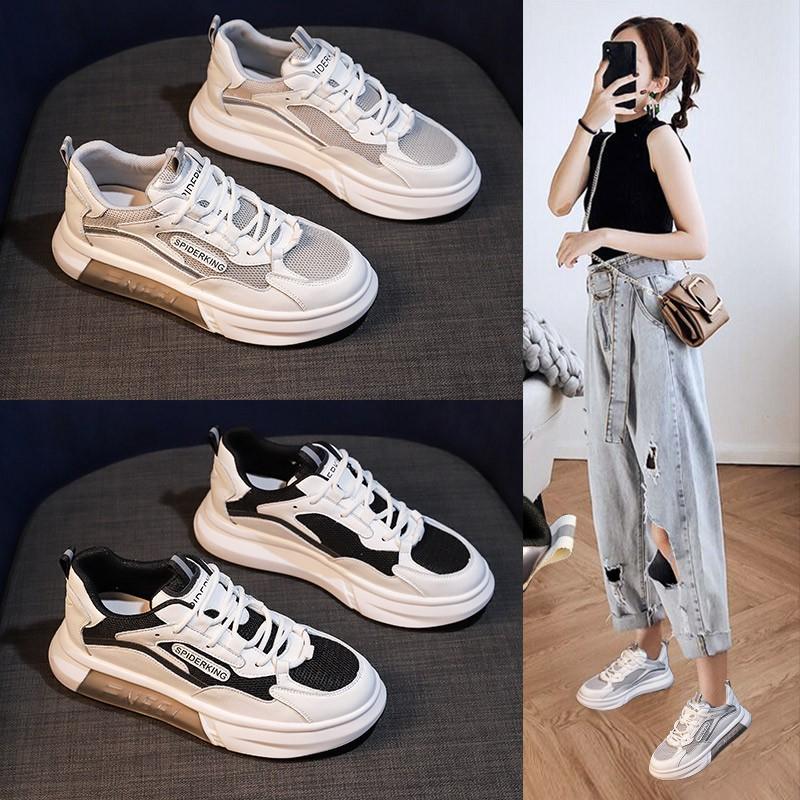 Women's Thick-Soled White Shoes New Versatile Breathable Sports Casual Sneakers Summer Thin Mesh Shoes