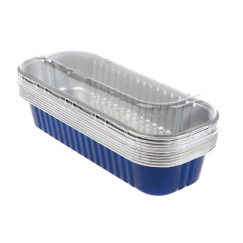 Home Kitchen Foil Cake Boxes Aluminum Foil Cup Cake Pans Golden/White/Blue/Pink/Red Covered Pudding Boxes 10PCS