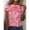 Watercolor Flamingo Tropical Tshirt Women Casual Short Sleeve Crew Neck Summer Beach Vacation Graphic Tee Funny Daily Wear
