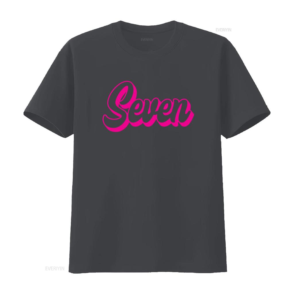 7th Birthday T Shirt Retro Girl Seven Party Kids Cute Groovy vintage Washed designer clothes Stretched streetwear Breathable