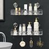 Shower Suction Cup Shelf Basket Light Glacier Pattern One Second Installation Bathroom Organizer Storage Rotating To Suck Remove