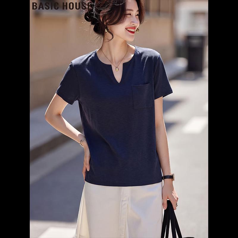 Basic House Women s Ice Silk Short Sleeve T-Shirt One Size
