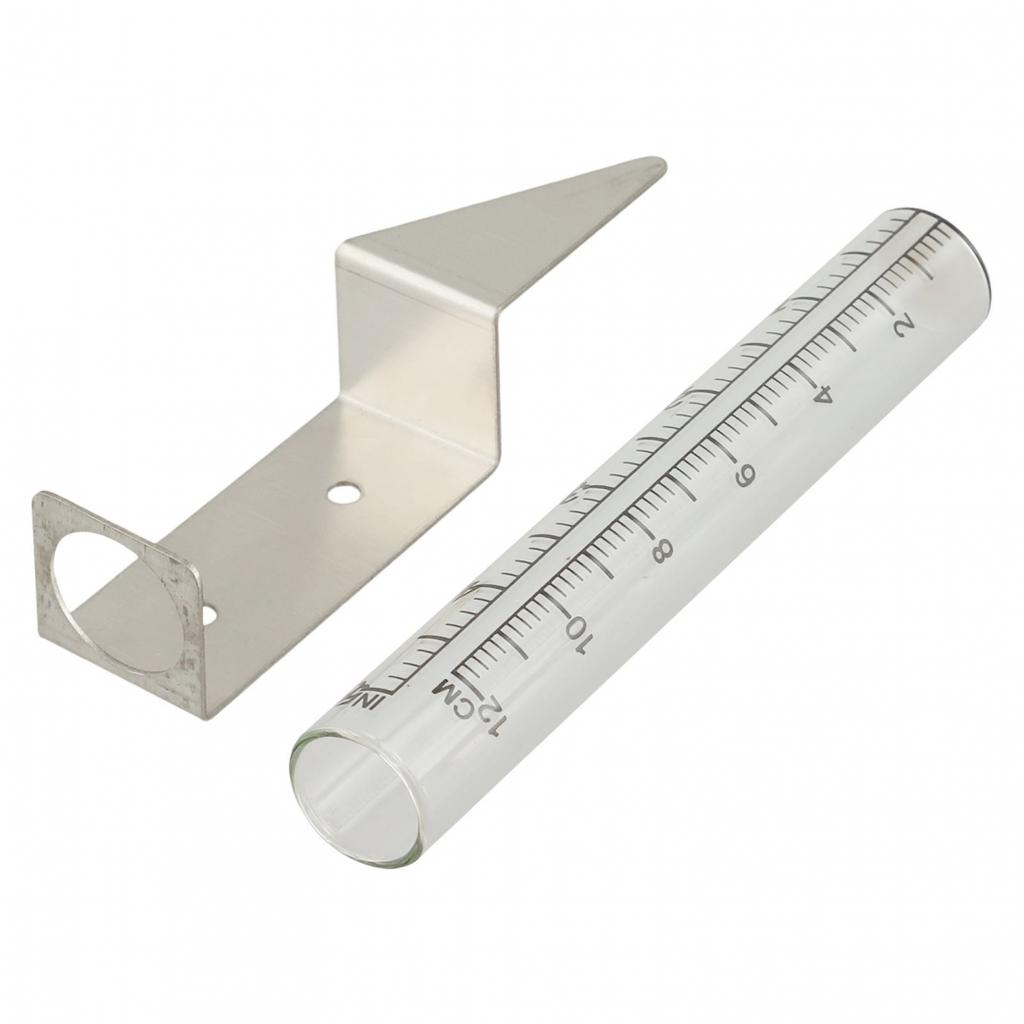 5 Inch Weatherproof Glass Rain Gauge with Sturdy Stainless Steel Frame