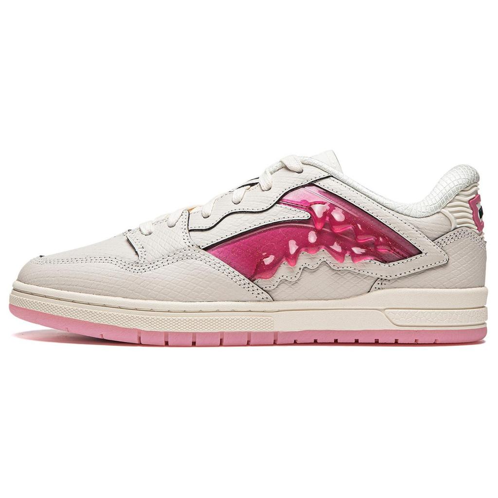 New LiNing Wave Pro Cushioning Wear-Resistant Low-Top Skateboard Shoes Unisex Ecru/Fifi Pink AECU043-4