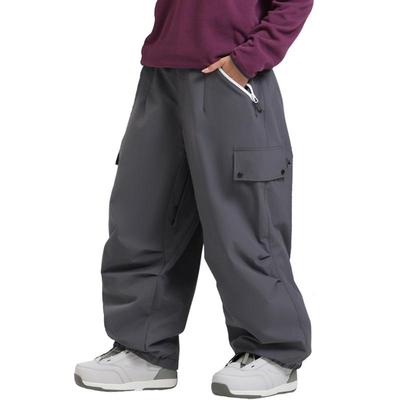 Men's and Women's Waterproof Multi-Pocket Cargo Ski Pants - Loose Fit, Windproof, for Snowboard and Outdoor Sports.
