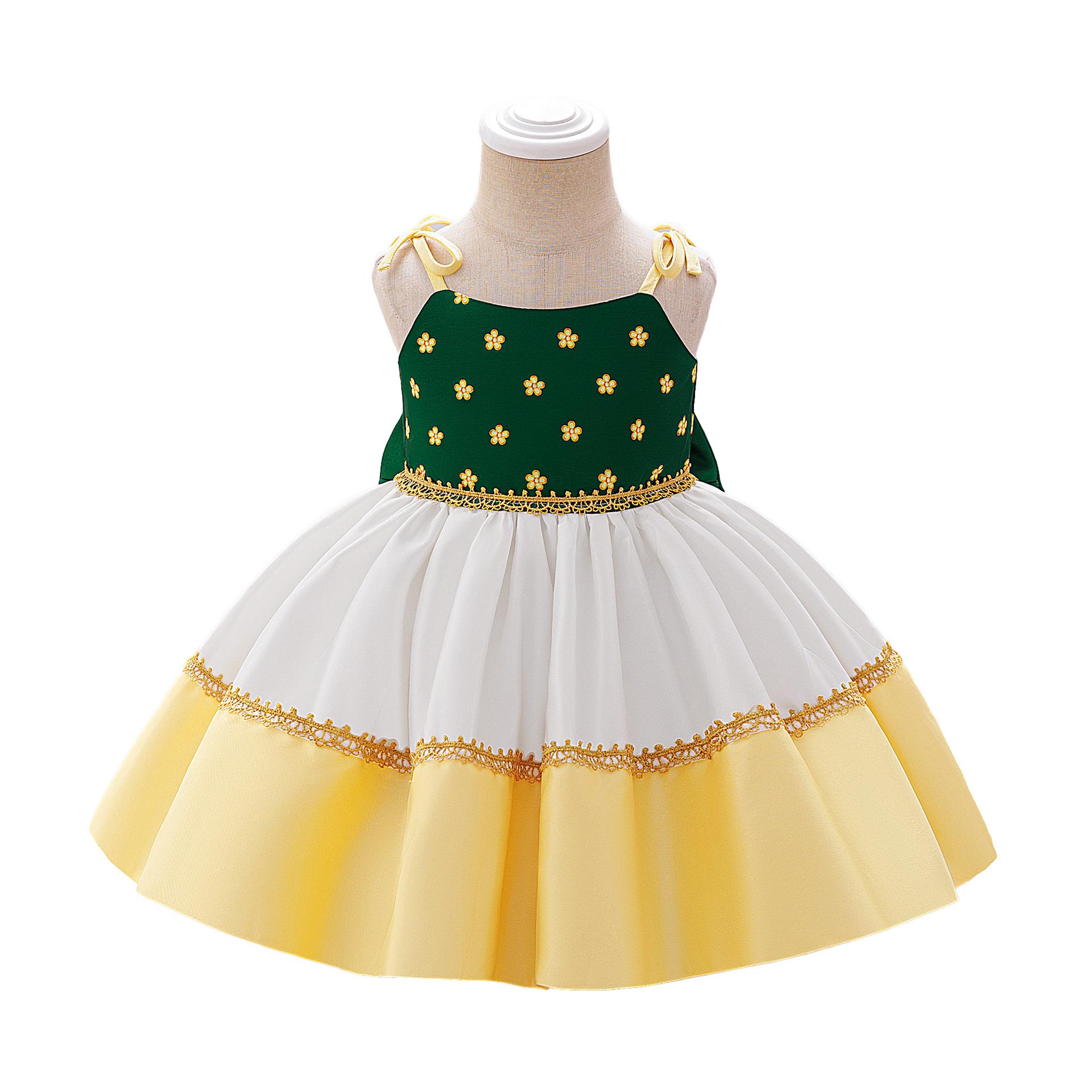 

European & American Baby Satin Christening Gown - Bow Princess Dress for First Birthday 90cm/12-18 Months