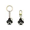 Cartoon Cat Playing Card Keychain with Heart and Geometric Pendant