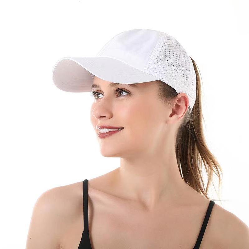 Summer Solid Baseball Cap Womens Sports Leisure Cross Ponytail Hat Mesh Quick Drying Sun Shading Half Empty Top Hat