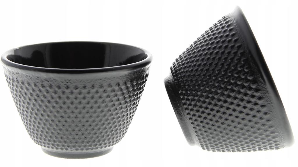 CAST IRON CUPS 6x CUPS CAST IRON TEA SET BLACK ENAMEL 100ML