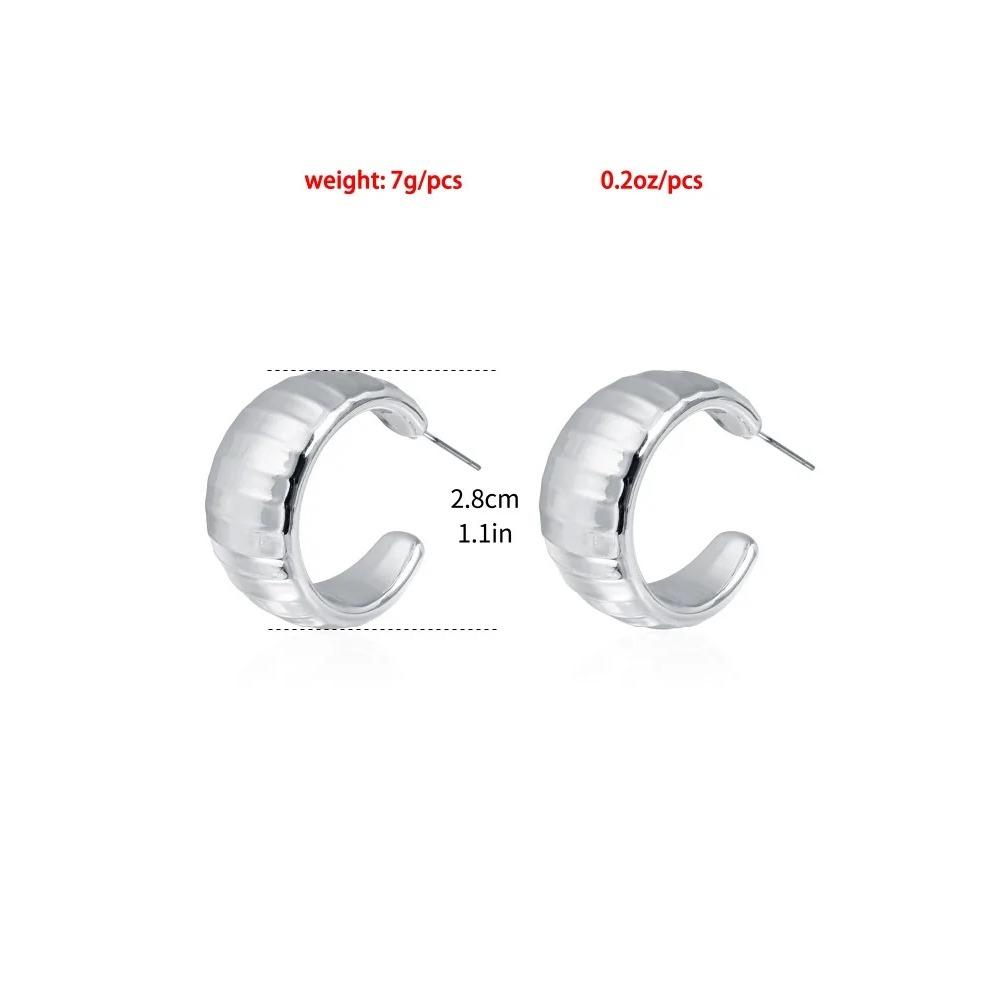 Luxury Metal C-shaped Women's Earrings, Simple Gold Pleated Geometric Irregular Earrings, Fashionable Jewelry Gifts
