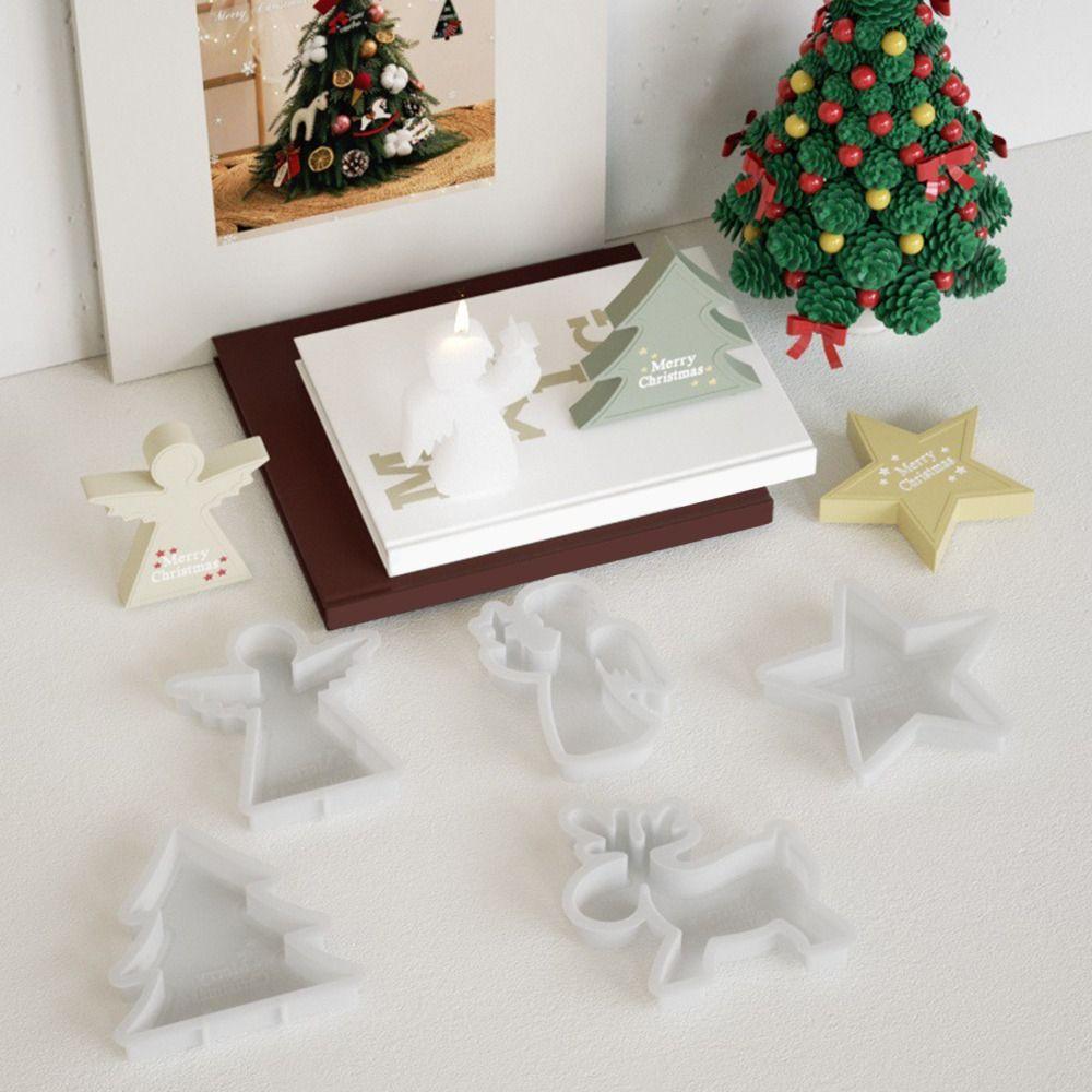 Silicone Resin Candle Mold Elk Snowflake Ornament Mould Transparent Candle Making Kit