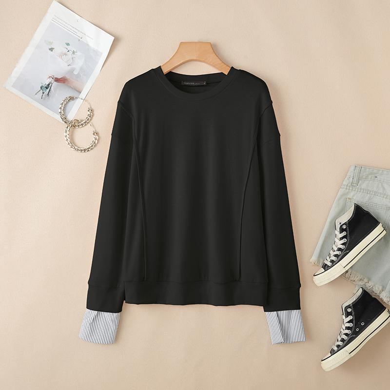 

ZANZEA Жіночі повсякденні футболки з круглим вирізом, вільні, з довгим рукавом 5XL чорний