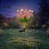 Outdoor Path Lighting for Patio 2Pcs Artificial Flower Solar Lights, Lily Bamboo Wisteria Garden Stake Powered Decor Firefly Waterproof Pathway Lights