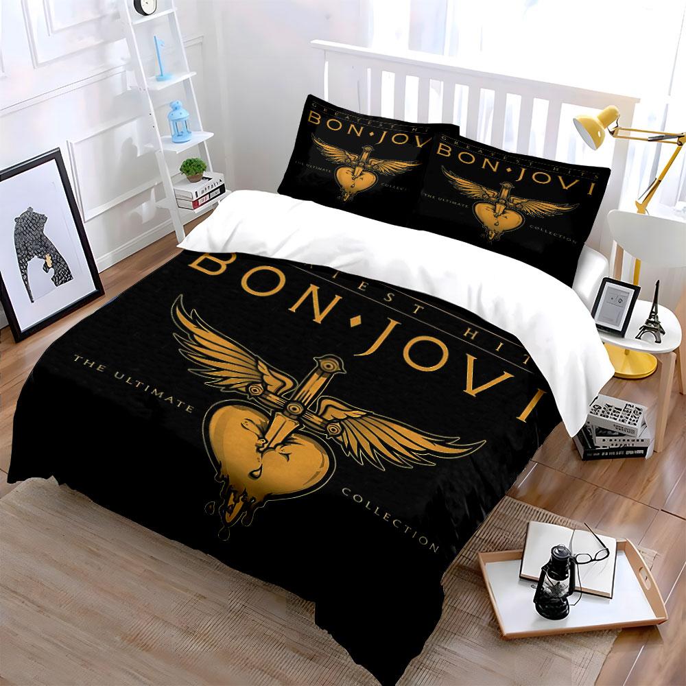 """Bon Jovi Beddengoed Set Zwart""" Beddengoed Dekbedovertrek Set Dekbedovertrek Kussenslopen"""  (1 * Dekbedovertrek 2 * Kussenslopen, zonder dekbedvulling)