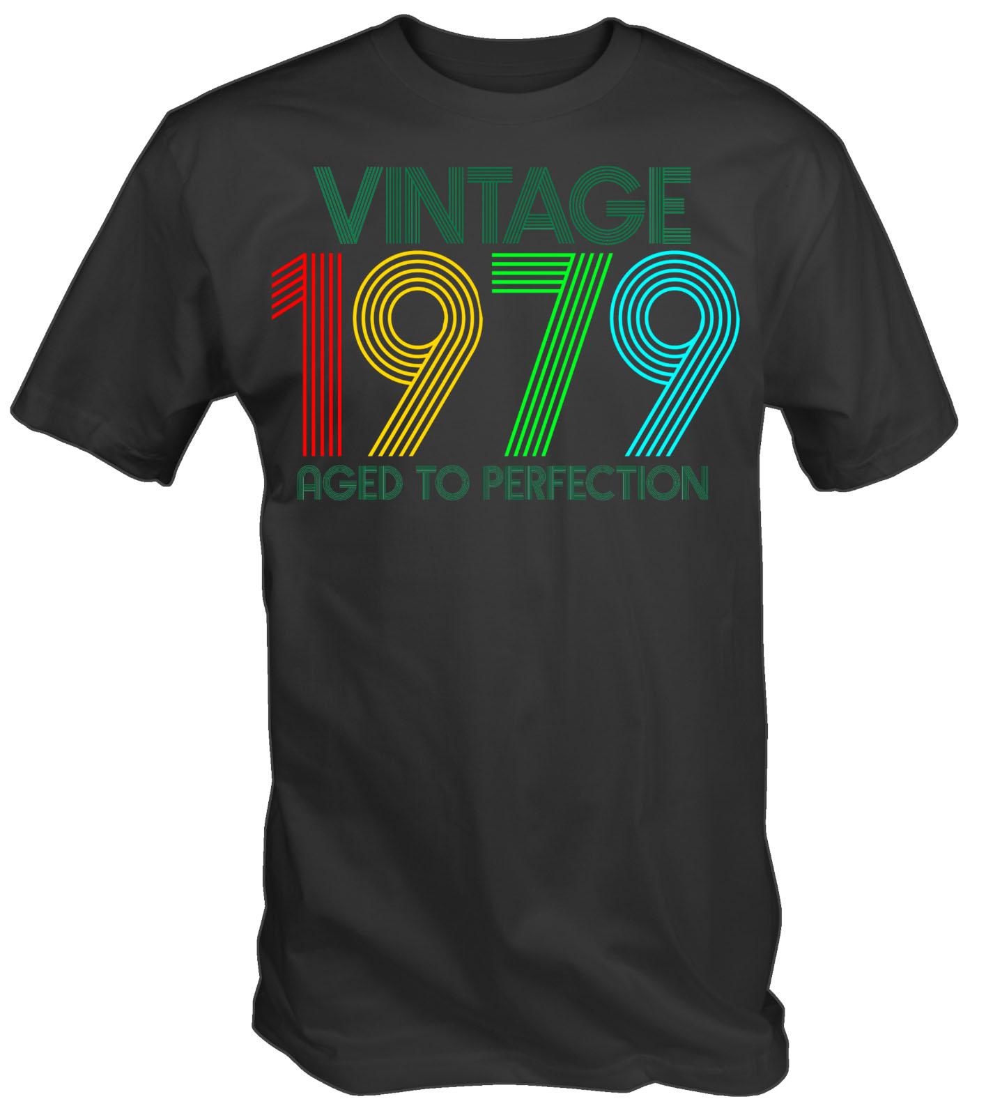 

Винтажная футболка 1979 года рождения, «Состарился до совершенства», футболка на сорокалетие, смешной подарок, летняя мужская хлопковая повседневная футболка, уличная одежда 4XL