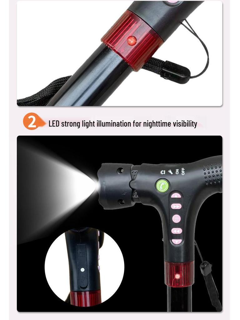 Yaşlılar için Ayarlanabilir Kaymaz Dört Ayaklı Alüminyum Baston