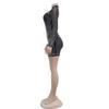 C6381 European & American Fashion Women's Long Sleeve Mesh Bubble Bead Short Dress