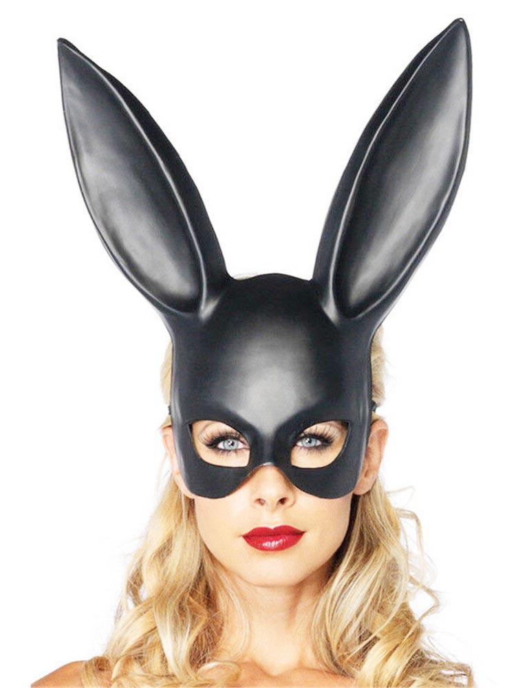 Hot-Selling Flexible Black PVC Rabbit Mask - One Size for Halloween